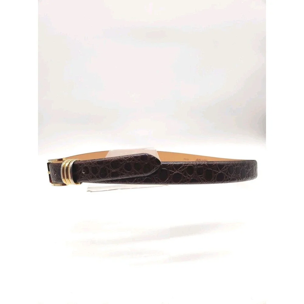 Avanti Size 42 Leather Dress Belt Dark Brown Croc Embossed Made In Italy